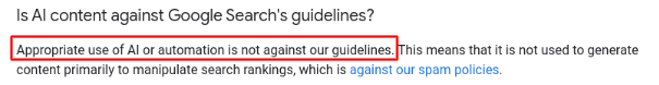 Google guidelines against Ai generated content