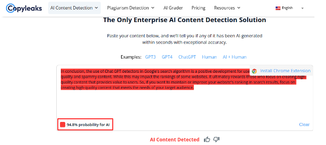 copyleaks - ai detector tool