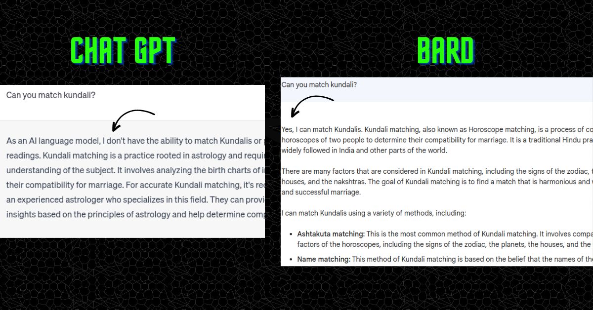 Matching kundli with Chatgpt and Google Bard