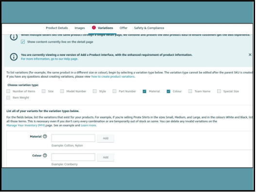 Give Variations While Listing Product on Amazon