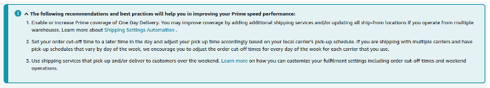 Amazon SFP Dashboard Includes Helpful Recommendations Amazon SFP Dashboard Includes Helpful Recommendations